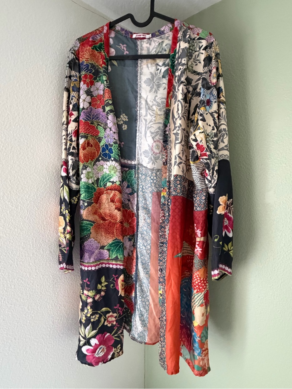 Johnny Was 100% Silk Patchwork Kimono Jacket (Read description)